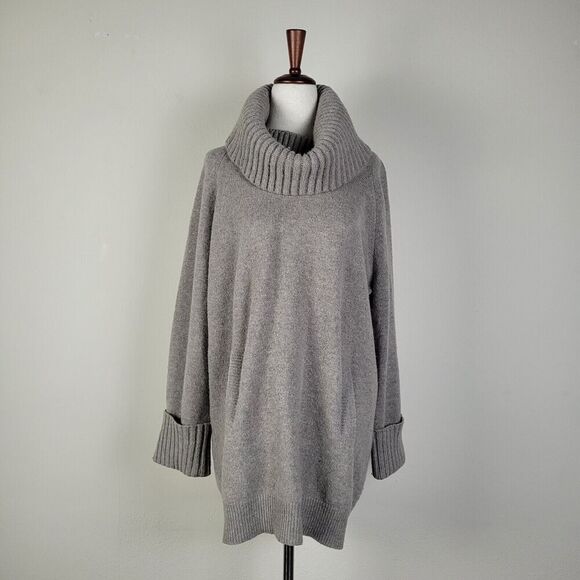 Gap Sweater Women Small Beige Knit Wool Blend Turtleneck Relaxed Oversized Cuffs - Picture 1 of 7